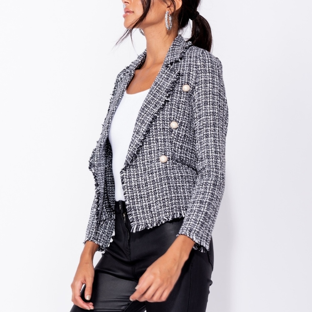 Restocked 5 🌟Tweed Dreams Black Blazer - Picture 5 of 8